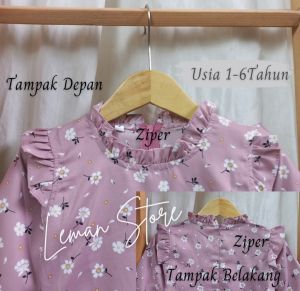 Dress anak perempuan motif bunga usia 1-6 tahun bahan Shakila gaun anak-anak terbaru dan termurah Midi Dress