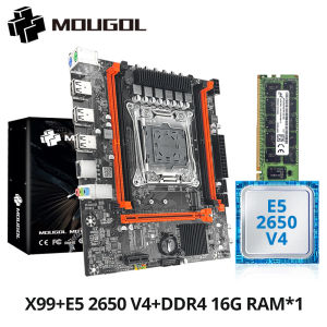 MOUGOL X99 Gaming Motherboard with 2650 V4 CPU Dual Channel DDR4 Memory PCIEx16 LGA2011-3 Support M.2 NVME for Desktop Computer