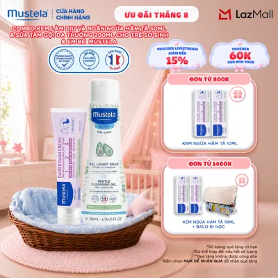 Combo Kem Làm Dịu và Ngăn Ngừa Hăm Tã 50ml & Sữa Tắm Gội Da Thường 200ml Cho Trẻ Sơ Sinh & Em Bé Mustela