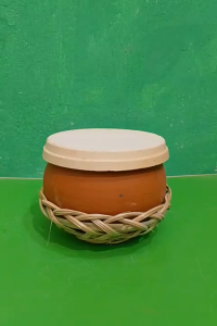 Combo niêu đất nung bụng 14 cm ( 700ml ) kèm rế tre