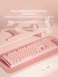 Microstep | Quiet Typing Pink Cute Keyboard and Mouse Set