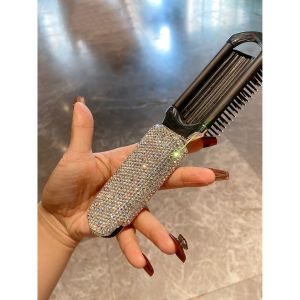Portable Mini Folding Comb High End Diamond Embedded Air Cushion Comb Luxury High Definition Makeup Mirror Comb Integrated Elegant Gift