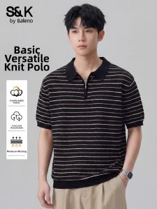 BALENO | Summer Stripe Turn-Down Collar Easy-Style Loose Casual T-Shirt