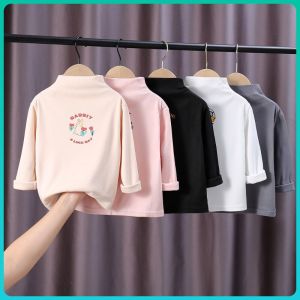 Warm Thermal Childrens Base Layer Shirt Autumn Winter Style Overhead Baby Half High Collar Velvet Soft Triacetate Fiber