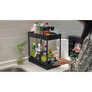 Kệ Đựng Đồ Dưới Bồn Rửa Bát - Kệ Đựng Đồ 2 Tầng Khung Thép Carbon-CA666