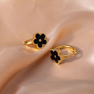 ENSHIR 316L Stainless Steel Enamel Butterfly Flower Hoop Earrings For Women Vintage French Elegant Glamorous Jewelry Wholesale