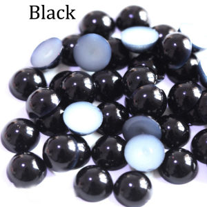 Imitation ABS Pearl Beads Flat Back 2 3 4 5 6 8 10 12 14mm Black White Cabochon Half Round Bead Scrapbook Decoration DIY Jewelry