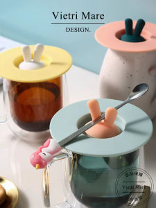 Food Grade Silicone Rabbit Cup Cover Creative Dustproof Universal Mug Lid Special Rabbit Design Kitchen Dining Accessories