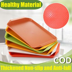 【COD】Food Serving Tray/Burger Fries Tray/Fast Food Plastic Tray/Serving Plate Rectangular Serving Tray Hamburger Dinner Plates Set Fast Food Trays Non-Slip Serving Plate Fruit Dessert Tray Serving Salad Snack Container Bread Plate Coffe/Tea Cup Holder