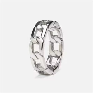 Hollow Out Chain Ring 316L Stainelss Steel Jewelry Punk Style Men Women Fashion Ring