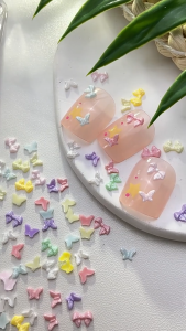 400pcs Làm móng tay Mini Pearlescent Little Butterfly Ornaments Finger Mix đầy màu sắc Bowknot Mini Flash Powder Butterfly Ornaments