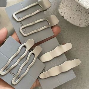 Silver Wave Line Hair Clips Geometric Rectangle Duckbill Hair Clips Bangs Clips New Style Alloy Metal Hair Accessories