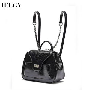 IELGY Ba Lô Mini phụ nữ sáp dầu Dây chuyền da Ba lô đơn giản
