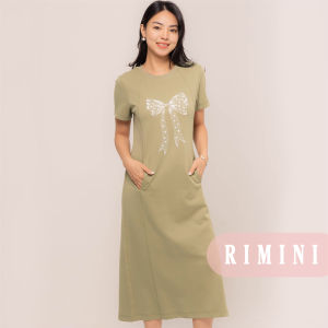 RIMINI - Dress Maxi Lengan Pendek Couquette Sequin  Size XS-XL - Henley Dress CC31652-1