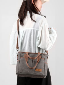New 2025 Womens Canvas Tote Bag Commuter Large Capacity Shoulder Handbag Fashionable Crossbody Bag for Middle-Aged Mothers