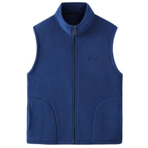 Casual Solid Color Fleece Vest for Men Autumn and Winter Warm Rocking Fleece Vest Outdoor Sports Stand Collar Men
