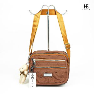 Tas Selempang Wanita Banyak Ruang Bahan Nilon Anti Air Motif Bordir