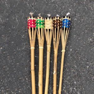 คบเพลิง ตะเกียง 1 เมตร ขาไม้ไผ่ สูง คละสี แถมใส้ตะเกียง /บ้านกลางสวน