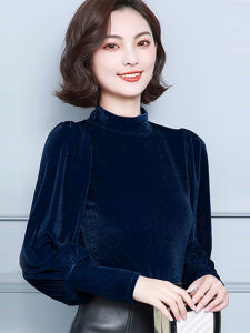 DAIXIANGFEIZI | Áo Blouse Tay Dài Cổ Trụ Phía Trên Velvet