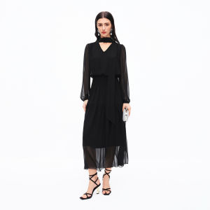 Koradior | Waist Accentuating Slender Printed Midi Dress