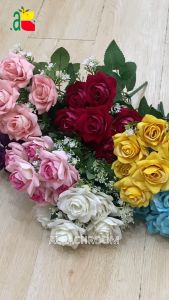 BUNGA MAWAR BELUDRU HIAS MBL7 B8035 DEKORASI RUMAH PESTA ARTIFICIAL BERKUALITAS