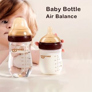 4oz8oz High Borosilicate Glass Baby Bottles Wide-Neck Feeding Bottle with Bottom Air Balance Hole/Valve Glass Milk Bottle