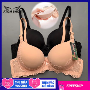 Áo ngực đệm dày 5 cm chất su đúc phối ren không gọng ATOM SHOP AR10