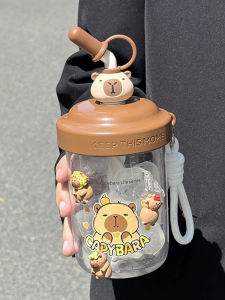 Childrens Portable Straw Cup School Bag Carry Handle Stirring Design Cute Cartoon PC+PP Material 580ml Water Bottle