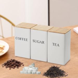 Tea Coffee Sugar Combination Set Iron Box Storage Capsule Tea Bag Caddy Household Tea Leaf Canister Coffee Candy Jar