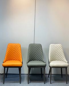 Ghế ăn Louis LACASA bọc da Pu chân sắt sơn tĩnh điện. Nhập khẩu cao cấp hiện đại căn hộ chung cư nhà phố