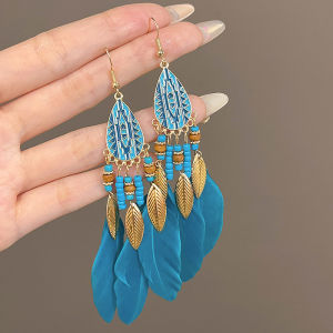 ต่างหูโบว์สไตล์โบฮีเมียนสำหรับผู้หญิง ดีไซน์เรียบง่าย สไตล์วินเทจ ต่างหูตกแต่งด้วยเครื่องประดับ ทรงยาวคล้ายดอกไม้