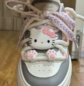 Kitty Large Pink Shoe Laces Buckle KT Sanrio Bread Shoes Accessories DIY Parts Cat Girl Shoe Clips Fashionable Kawaii Footwear