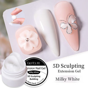 LILYCUTE 8ml Clear Non Stick Hand Solid Extension Jelly Nail Gel Polish Hard Carving Flower Construction 3D Shaping Nail Art Gel