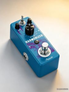 AMUZIK LEF-3807 Harmonizer Pedal Polyphonic Pitch Shifter Detune Effect True Bypass Nhỏ Gọn Kim Loại Guitar Stompbox Màu Xanh