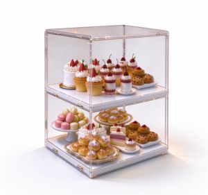 2/3-Tier Acrylic Display CaseCountertop Pastry Display Case Bread Display case Party Cake Cabinet Cosmetic Case