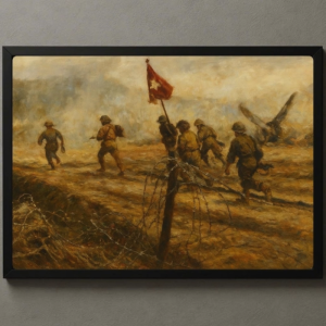 Tranh Nghệ thuật "Bộ Đội Xung Phong Ở Điện Biên Phủ" VIETSMART ART - Acrylic 45 x 60cm