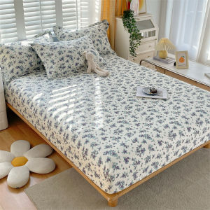 Dansunreve 100% Cotton Floral Fittedsheet 800TC Thicken Soft Fitted Bedsheet Matterss Protector Single Queen King