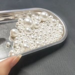 400Pcs 3-20mm Perforated White/Beige Imitation Pearls Abs Beads Loose Diy Jewelry Pearl