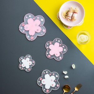 Cherry Blossom Heat Insulation Pad Dining Table Mat Anti-skid Cup Pads Non-slip Coaster Kitchen Accessories Coasters Table Mat