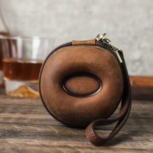 Hiram cổ điển handmade 100% chất liệu da thật duy nhất khe hình dạng bánh rán xem trường hợp du lịch lưu trữ và hộp hiển thị với gối có thể tháo rời