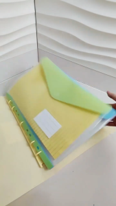 4PCS Mixed Color A4 Loose Leaf Plastic Envelope Binder Pouch Paper Organizer Transparent Waterproof PP 11Holes