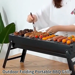 Outdoor Heavy Duty Portable Foldable Charcoal Grill Stainless Steel Grill with Large Cooking Surface