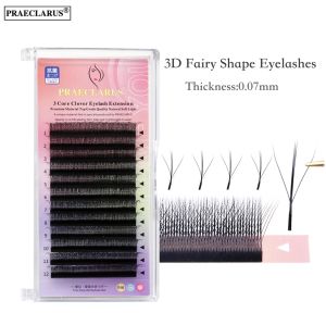PRAECLARUS 3Core 5D Clover W shape Eyelash Extension Premium Materials Hand-Woven Thickness 0.07mm Mink Fur Natural Soft 3 Core Fairy Lash W Shape false Eyelash Extension