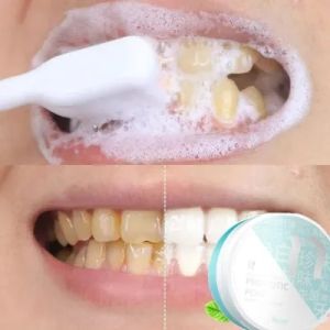 Bubuk Pemutih Gigi Pemutih Gigi Putih Cerah dengan Mutiara Menghilangkan Noda Bakteri Plak untuk Nafas Segar Alternatif Pasta Gigi Pemutih Gigi 50G