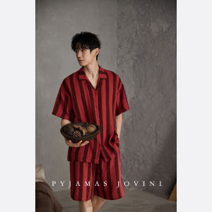 Cotton Striped Sleepwear Set with Pads Female Summer Camisole Nightdress Couples Wedding