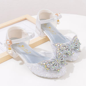 Korean Princess Shoes Cinderella Crystal Girls High Heel Shoes