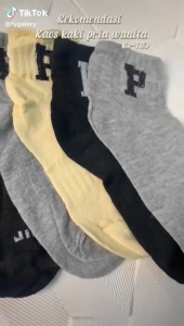 FSKS130 Kaos Kaki Pria Wanita Panjang Setinggi Betis Huruf P New Fashion Style