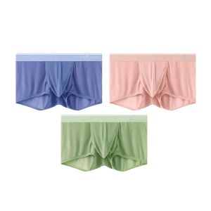 3 ชิ้นบุรุษกางเกงบ็อกเซอร์เอวต่ําชุดชั้นในยืดหยุ่นเปิดด้านหน้ากระเป๋านุ่มกางเกงกับกางเกงขาสั้นเอวต่ํากางเกงว่ายน้ํา