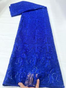 OLEVO | African High Quality Water Soluble Milk Silk Chiffon Embroidery Tulle Lace Fabric 5 Yards For Bride Wedding Party Dresses AT3030
