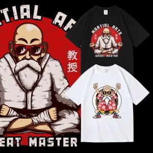 Bandai | Japanese Retro Anime "Dragon Ball" Character "Goku the Turtle Sage" Printed Cotton Round-neck Childrens and Adult T-shirt
